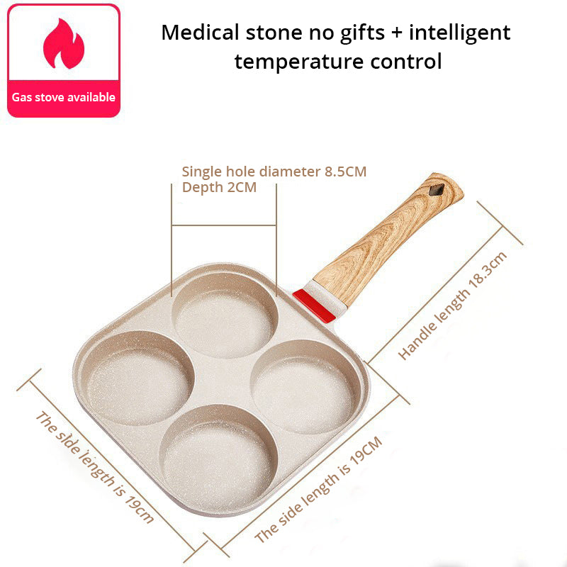 ESTHEMEA HOME Poêle à frire antiadhésive à quatre trous pour œufs au plat, poêle à crêpes et autres préparations pour œufs au plat.