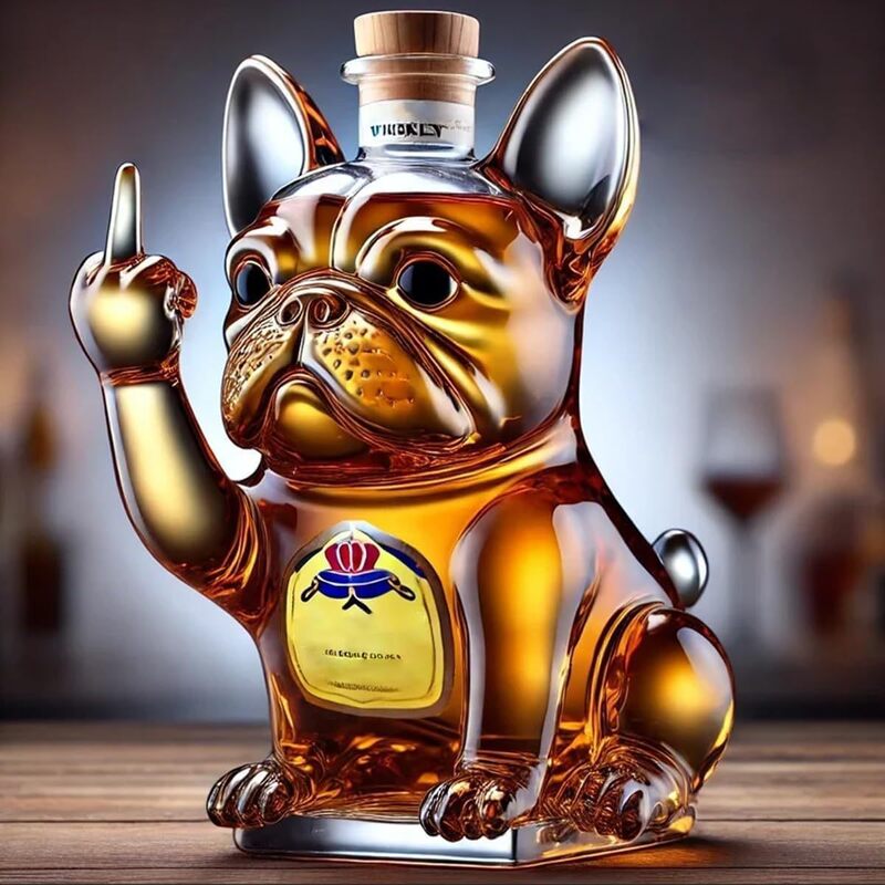 THEMEASHOP™ MAISON- Carafe à whisky 10 oz en verre avec motif canard/tortue/chien faisant un doigt d'honneur – Décoration pour bar/bureau/maison.