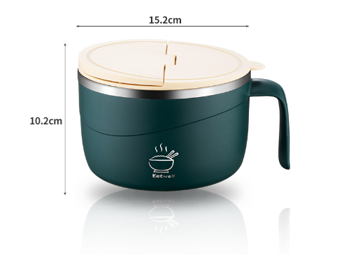 THEMEASHOP™ MAISON-  Bol à nouilles instantanées en acier inoxydable 304 avec couvercle isotherme portable, boîte à lunch scellée de style japonais