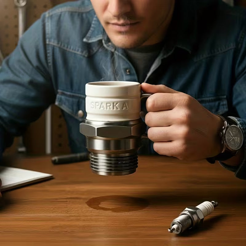 THEMEASHOP™ MAISON Mug « Démarrez votre moteur » avec bougie d'allumage - Le cadeau idéal pour les passionnés d'automobile et les mécaniciens, une pièce de collection unique.