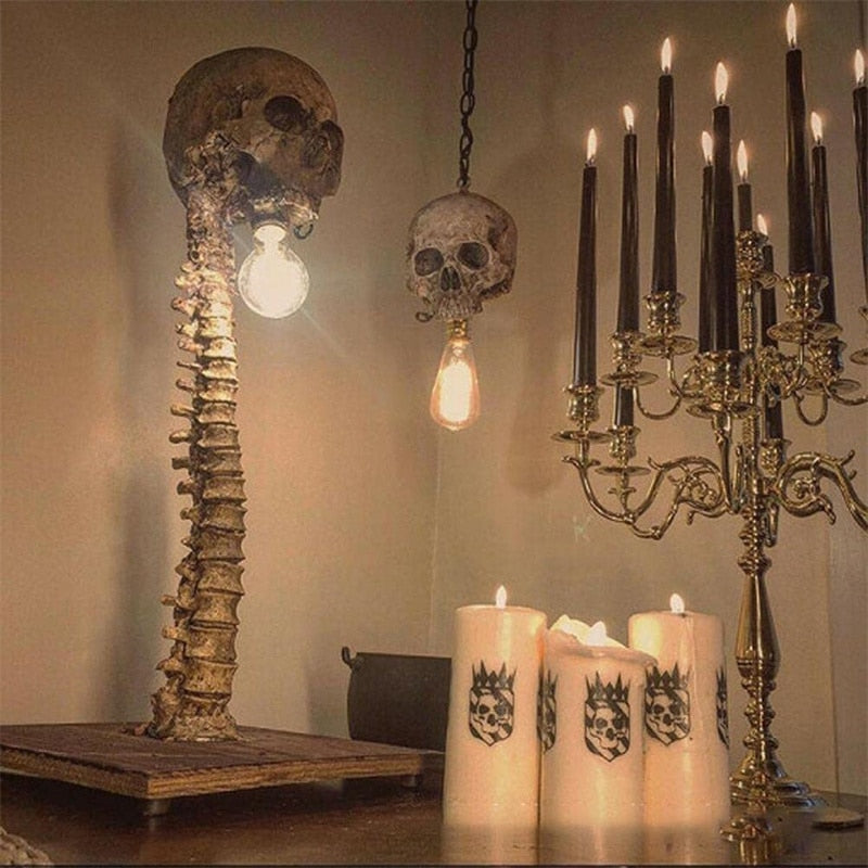 THEMEASHOP™-  Halloween Skull Skeleton Lamp Horror 3D Statue New Table Light Creative Party Ornament Prop Home Bedroom Decoration Scary Prop