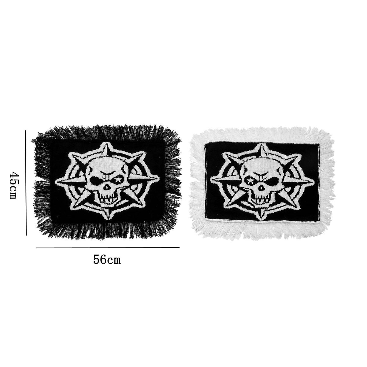 THEMEASHOP™-Halloween meal mat skull knitted black and white two-color table cloth party decoration