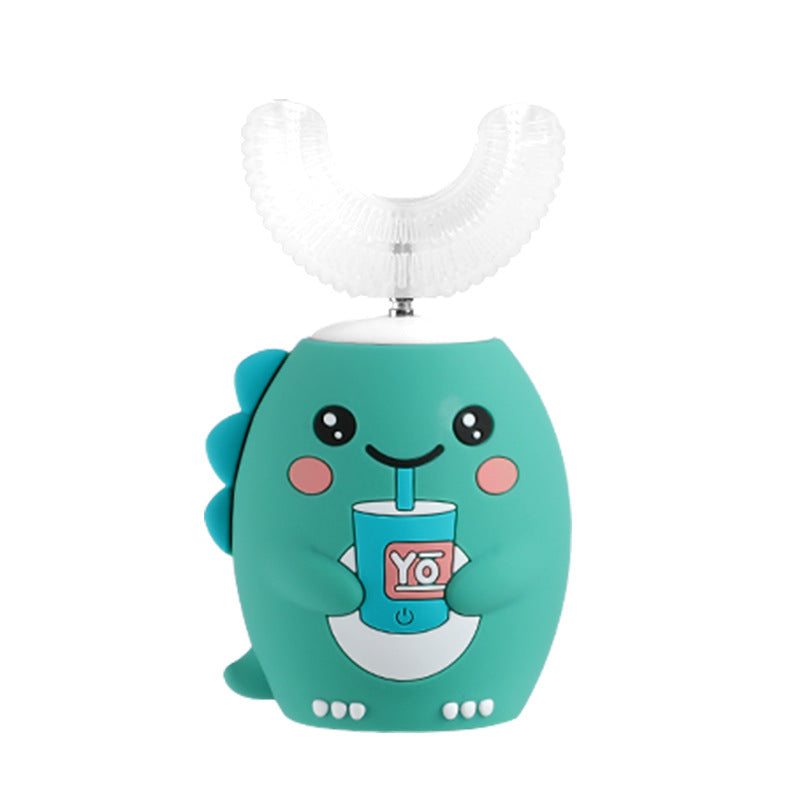 THEMEASHOP™ ENFANT - Brosse à dents électrique rechargeable en forme de U pour enfants de 2 à 12 ans, brosse à dents bébé rechargeable en forme de U, petit dinosaure