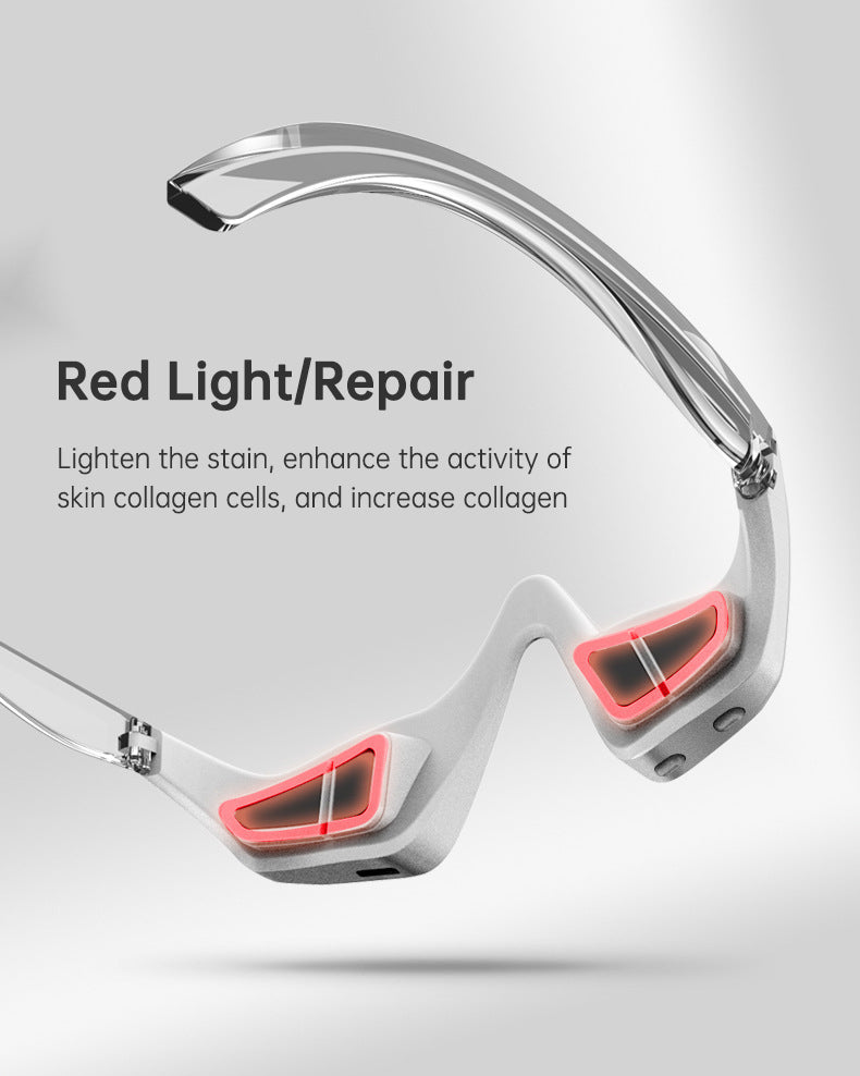VIRTUAL INSTITUT™ - Appareil de luminothérapie LED rouge, masseur oculaire EMS à micro-courant anti-âge et vibrations 3D pour atténuer les rides et les cernes.