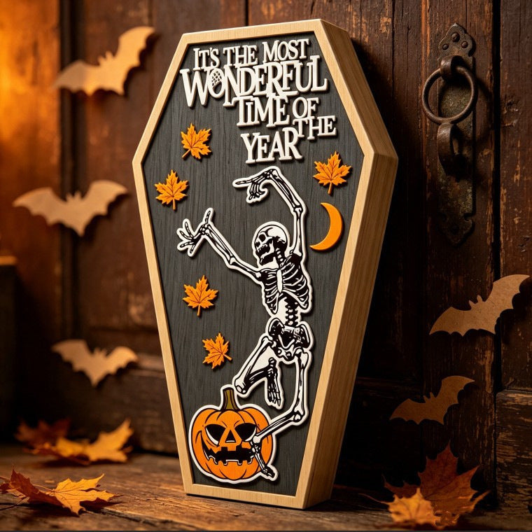 THEMEASHOP™- Halloween Skull Haunted House Cute Handmade Decoration Desktop Ghost Wooden Halloween Party Decor