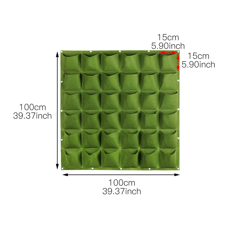 THEMEASHOP™ EXTÉRIEUR- Sacs de plantation muraux 4/9/18/49/72 poches, jardinière verte pour potager vertical, sac de culture pour légumes, fournitures pour la maison