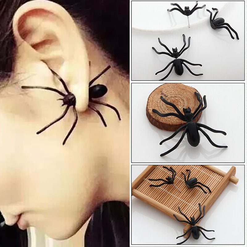 THEMEASHOP™-  Halloween Decoration 1Piece 3D Creepy Black Spider Ear Stud Earrings for Haloween Party DIY Decoration Home Decor