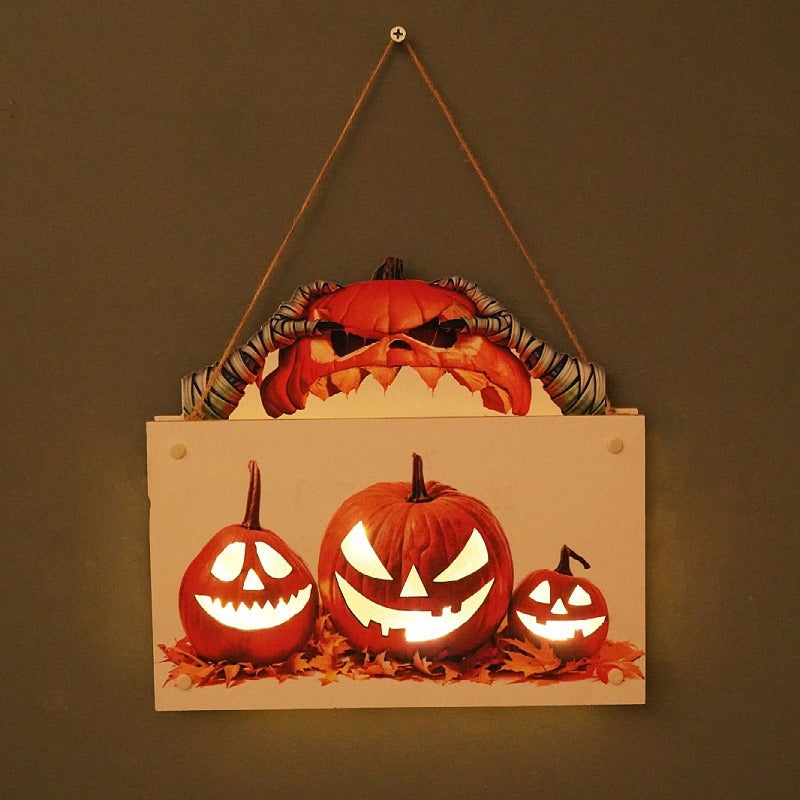 THEMEASHOP™-  New Halloween House Sign Listing Atmosphere Night Light Pumpkin Lantern Festival Wall Craft Decoration Pendant