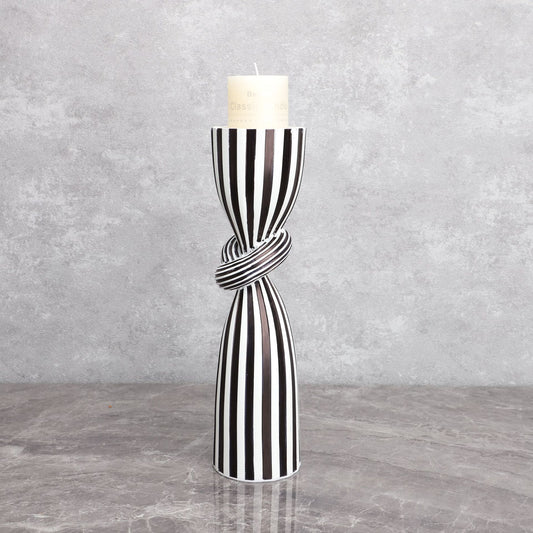 THEMEASHOP™-  Creative Irregular Resin Candle Holder Living Room Desktop Black White Stripe Candle Holder Decoration Home Candle Container