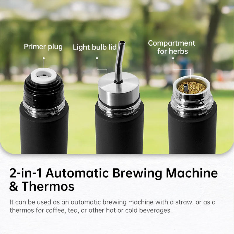 Mug de voyage pour maté d'Amérique du Sud - Paille filtrante brésilienne, bouteille isotherme type « bullet », kit de voyage 3 en 1 pour maté