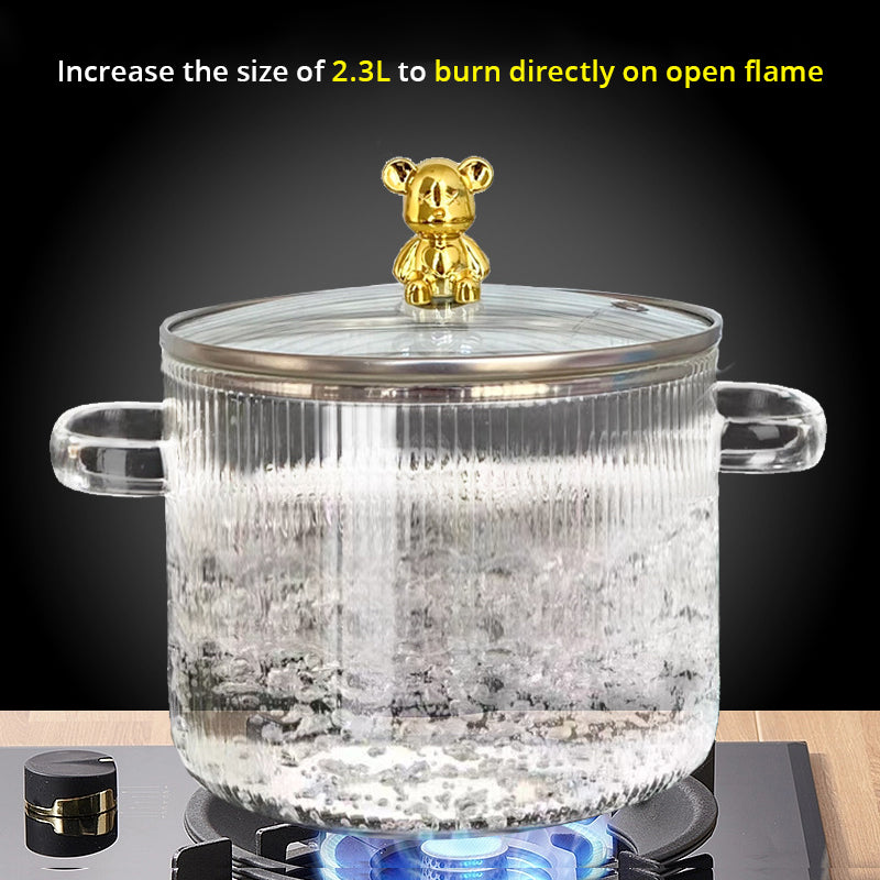 ESTHEMEA HOME- Petit bol à soupe ours, grand saladier élégant pour la maison, bol à nouilles instantanées avec couvercle, casserole en verre à double anse