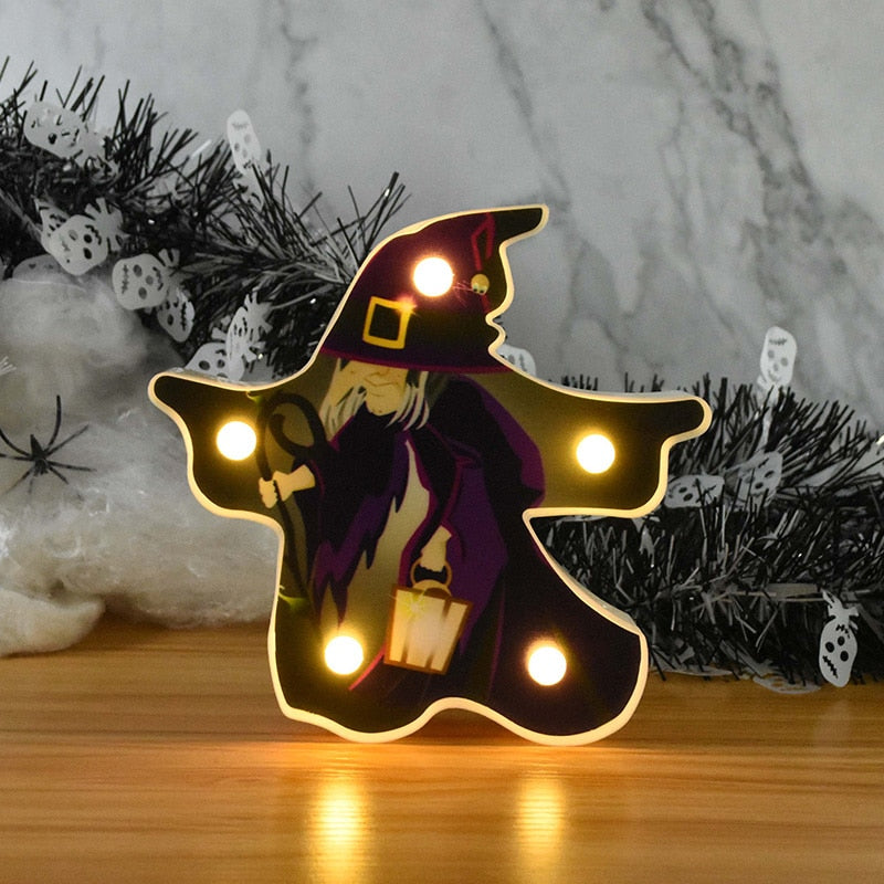 THEMEASHOP™- Halloween LED Lights Horror Pumpkin Ghost Bat Spider Night Lights Ornament Halloween Party Props Home Bar Table Lamp Decorations