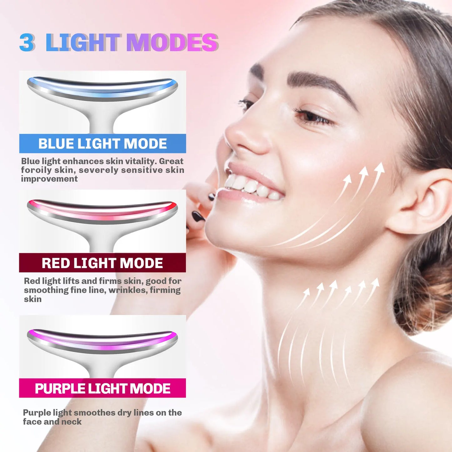 THEMEASHOP™ ÉPICERIE- Appareil de beauté EMS pour lifting du cou et du visage, massage par vibrations, thérapie photonique LED, raffermissement de la peau, élimination des rides, outils de soin de la peau