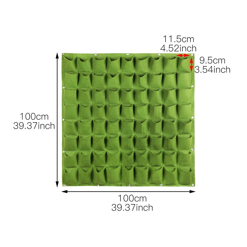 THEMEASHOP™ EXTÉRIEUR- Sacs de plantation muraux 4/9/18/49/72 poches, jardinière verte pour potager vertical, sac de culture pour légumes, fournitures pour la maison