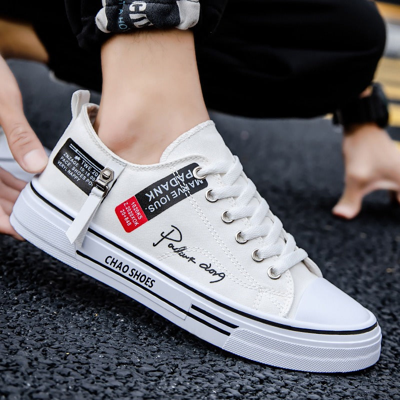 THEMEASHOP™ HOMME- Chaussures en toile respirantes pour hommes, style hongkongais, chaussures décontractées en tissu, tendance, légères, chaussures de skate basses