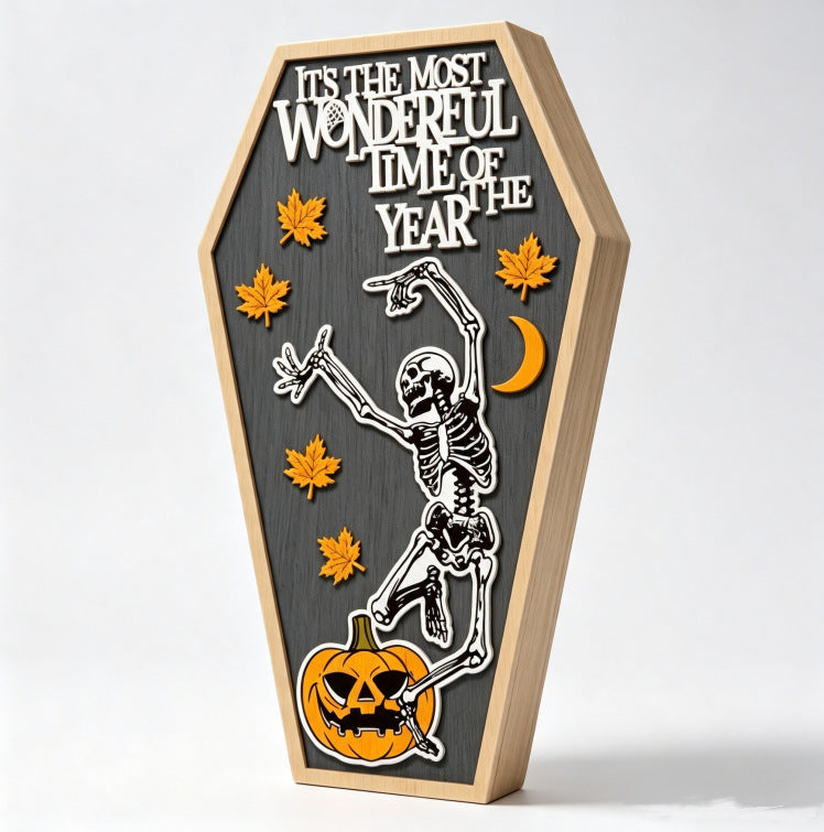 THEMEASHOP™- Halloween Skull Haunted House Cute Handmade Decoration Desktop Ghost Wooden Halloween Party Decor