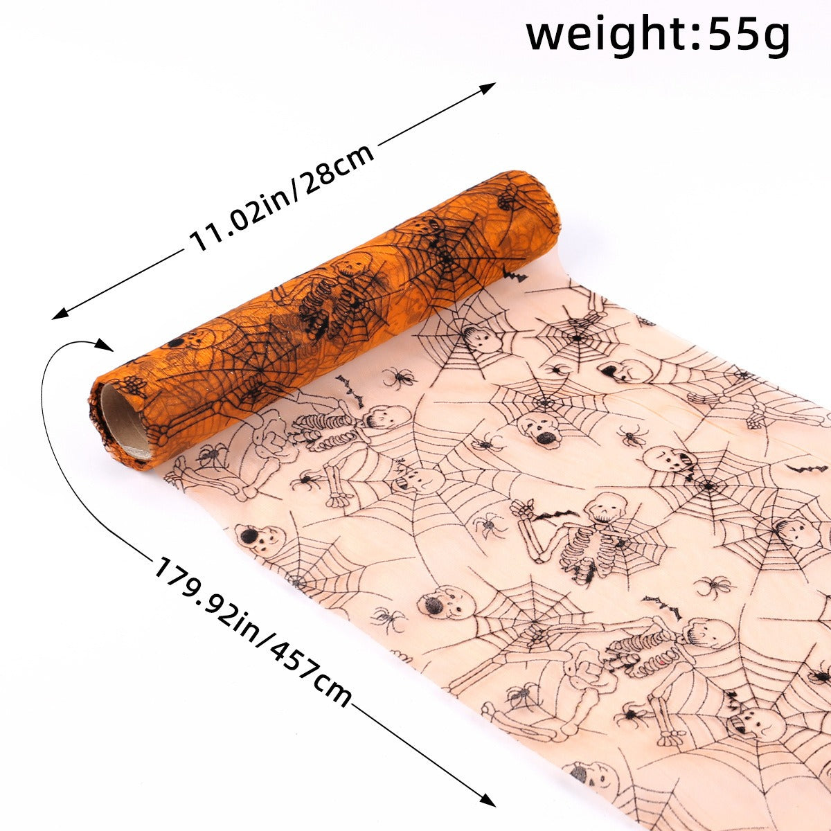 THEMEASHOP™- Halloween Bat Spider Web Yarn Roll Meal Mat Ghost Festival Party Table Decoration Mesh Tablecloth Table Banner