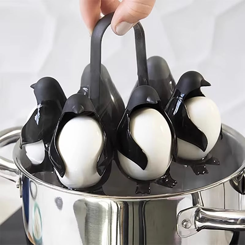 THEMEASHOP™ MAISON-  Cuiseur à œufs multifonctionnel en forme de pingouin avec support de rangement pour réfrigérateur