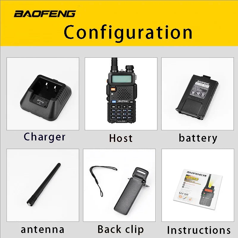 THEMEASHOP™ EXTÉRIEUR-  Talkie-walkie BaoFeng UV-5R, radio CB professionnelle Baofeng UV5R, émetteur-récepteur 128 canaux 5 W VHF et UHF portable UV 5R pour la chasse