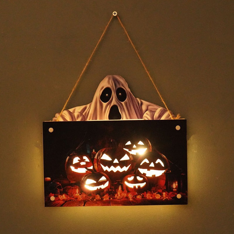 THEMEASHOP™-  New Halloween House Sign Listing Atmosphere Night Light Pumpkin Lantern Festival Wall Craft Decoration Pendant