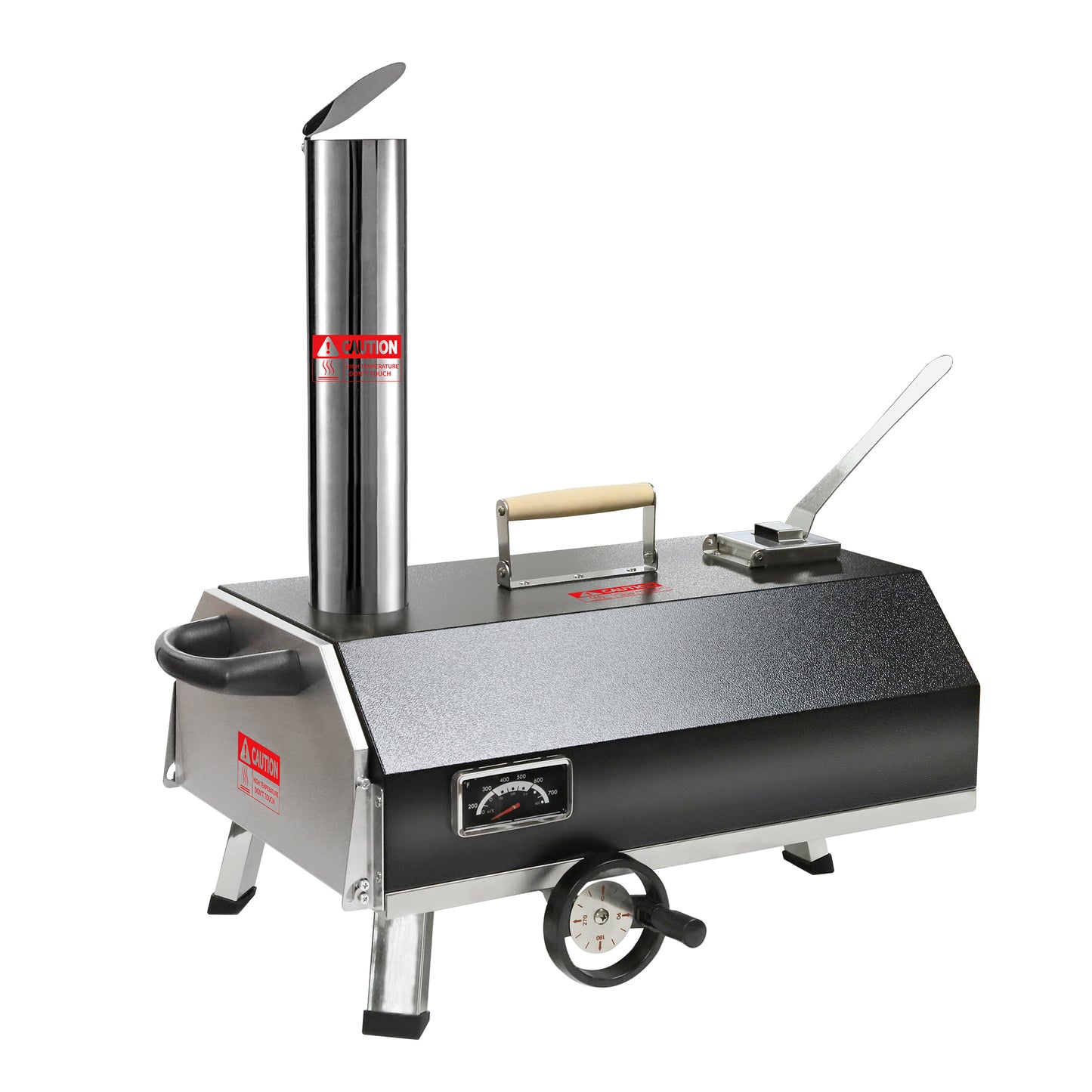 ESTHEMEA HOME - Four à pizza extérieur semi-automatique noir 12 pouces, four à pizza portable à bois pour extérieur