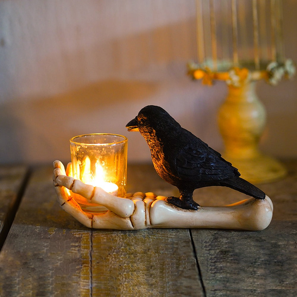THEMEASHOP™- Ghost hands holding crows to drink water resin candle cup ornament
