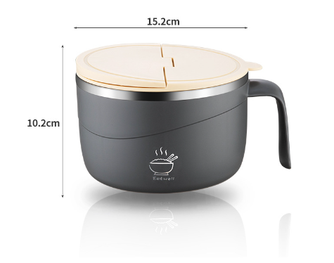 THEMEASHOP™ MAISON-  Bol à nouilles instantanées en acier inoxydable 304 avec couvercle isotherme portable, boîte à lunch scellée de style japonais
