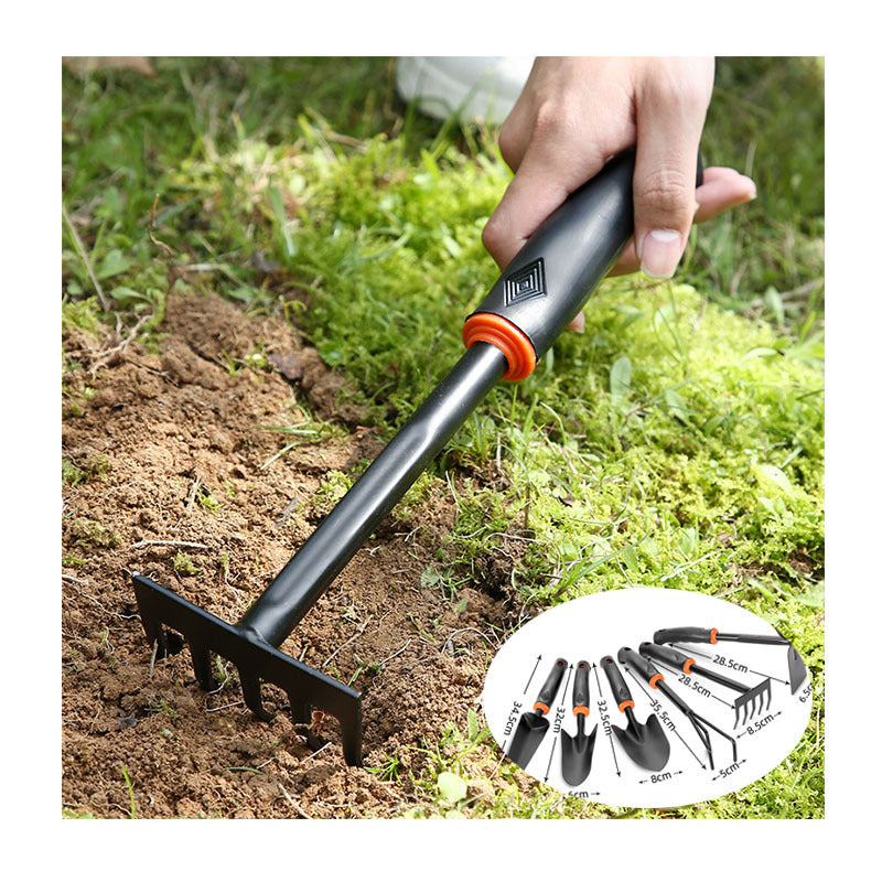 Outils de jardin, manche en plastique noir, vaporisateur, houe à deux têtes, râteau à cinq dents, pelle, pelle à fleurs d'extérieur