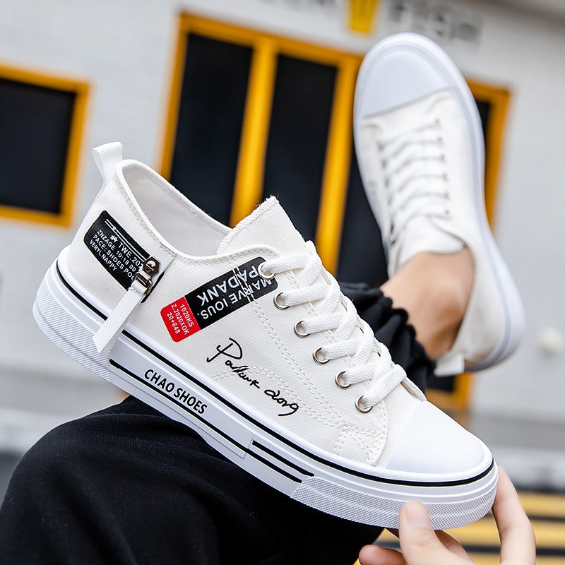 THEMEASHOP™ HOMME- Chaussures en toile respirantes pour hommes, style hongkongais, chaussures décontractées en tissu, tendance, légères, chaussures de skate basses