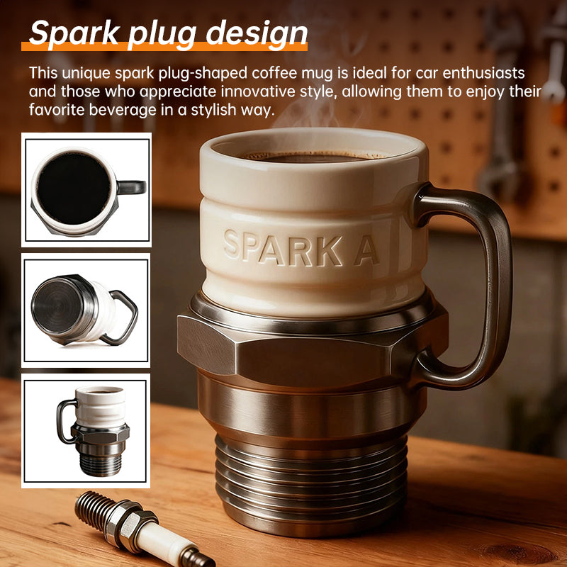 THEMEASHOP™ MAISON Mug « Démarrez votre moteur » avec bougie d'allumage - Le cadeau idéal pour les passionnés d'automobile et les mécaniciens, une pièce de collection unique.
