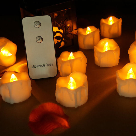 THEMEASHOP™- LED Electronic Candle Wedding Decoration Candle Soft Light Flashing Electronic Tea Wax Tears Remote Control Candle