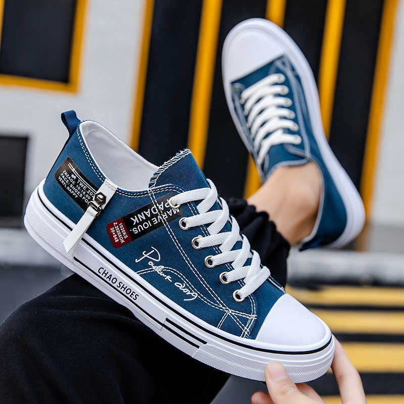 THEMEASHOP™ HOMME- Chaussures en toile respirantes pour hommes, style hongkongais, chaussures décontractées en tissu, tendance, légères, chaussures de skate basses