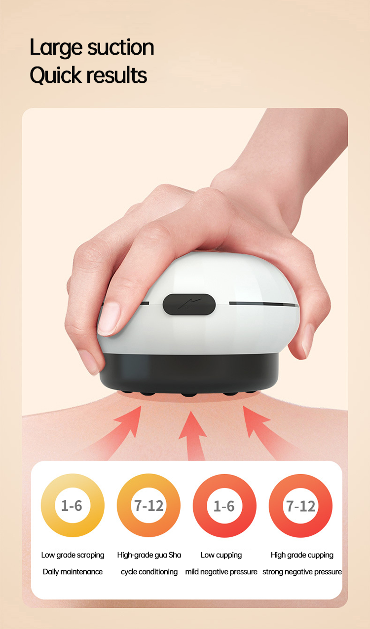 THEMEASHOP™ ÉPICERIE- Appareil de ventouses électrique intelligent à 12 niveaux, sans fil, pour usage domestique. Drainage indolore des méridiens. Soins de santé