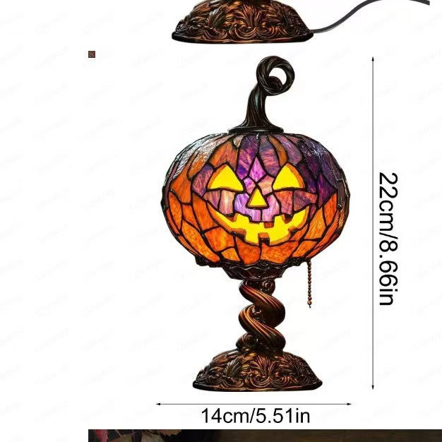 THEMEASHOP™- Halloween Glowing Ghost Bat Pumpkin Table Lamp Resin Craft Creative Home Decor Ornament