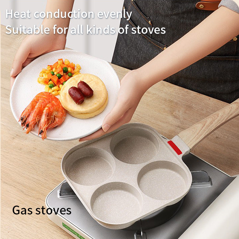 ESTHEMEA HOME Poêle à frire antiadhésive à quatre trous pour œufs au plat, poêle à crêpes et autres préparations pour œufs au plat.