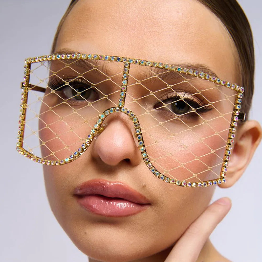 THEMEASHOP™  FEMME- Envoyer vers la boutiqueLunettes à franges tendance, monture sans verres ornée de strass, accessoire de mode pour femme.