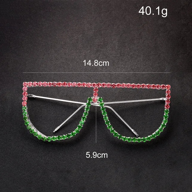 THEMEASHOP™  FEMME- Envoyer vers la boutiqueLunettes à franges tendance, monture sans verres ornée de strass, accessoire de mode pour femme.