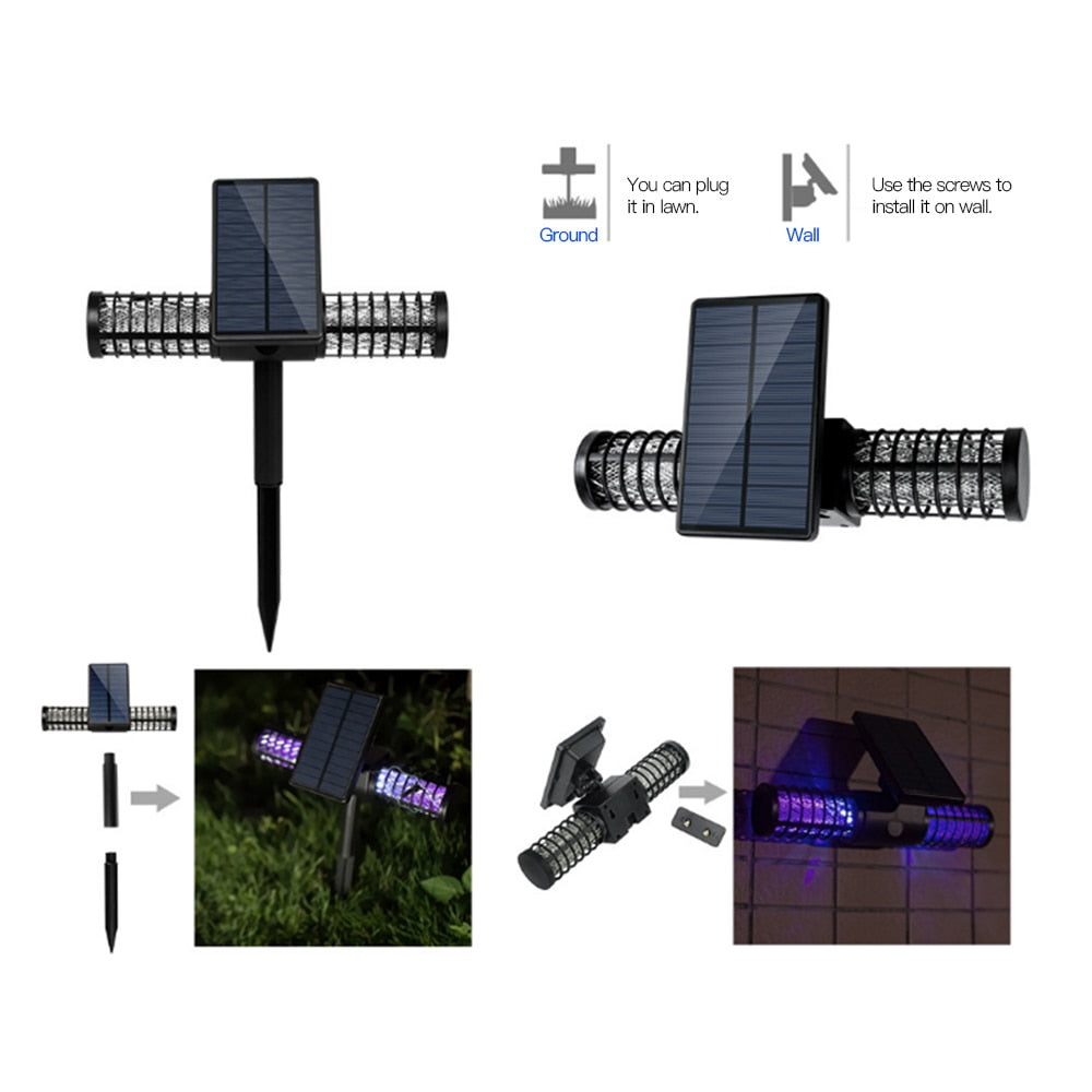 Lampe solaire anti-moustiques étanche pour extérieur, villa, jardin, pelouse, camping, grande lampe anti-insectes, éclaire toute la nuit