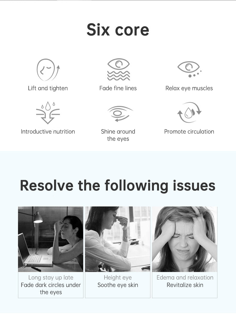 VIRTUAL INSTITUT™ - Appareil de luminothérapie LED rouge, masseur oculaire EMS à micro-courant anti-âge et vibrations 3D pour atténuer les rides et les cernes.