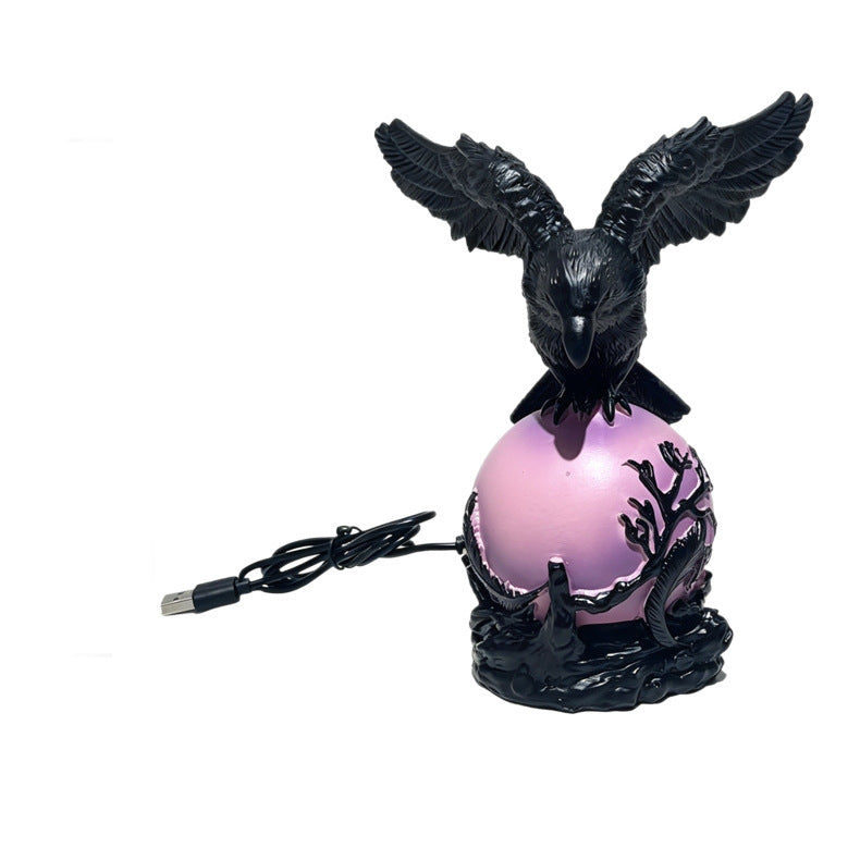 THEMEASHOP™-  Resin Crow Night Light Halloween Creative Decorative Table Lamp Retro Style