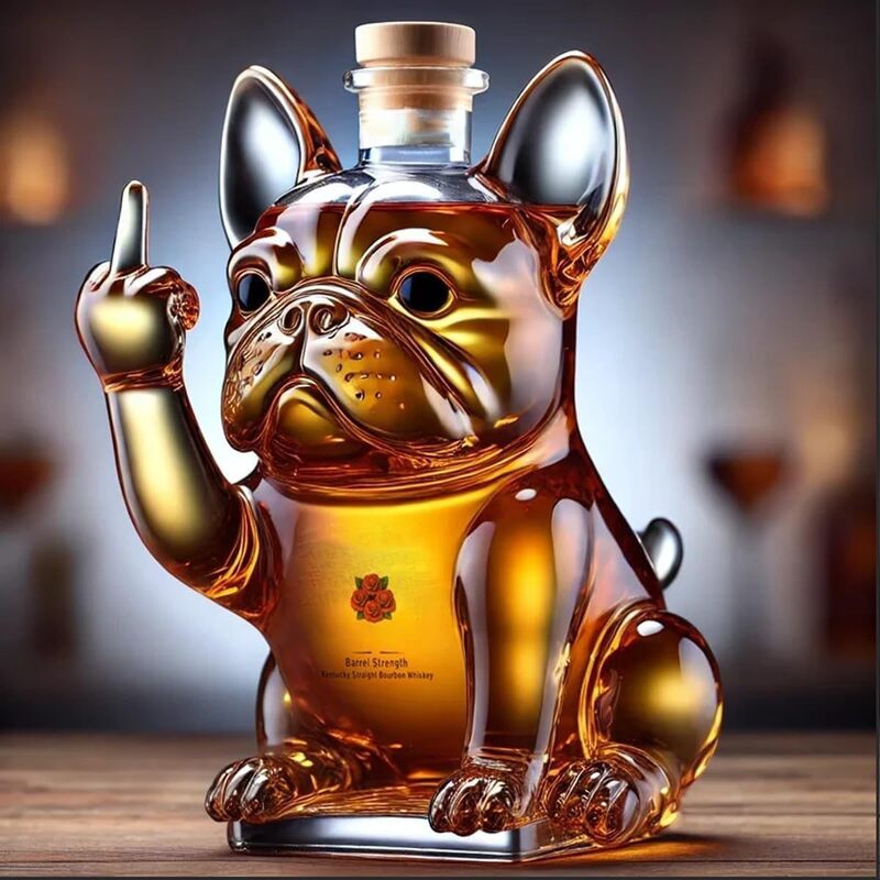 THEMEASHOP™ MAISON- Carafe à whisky 10 oz en verre avec motif canard/tortue/chien faisant un doigt d'honneur – Décoration pour bar/bureau/maison.