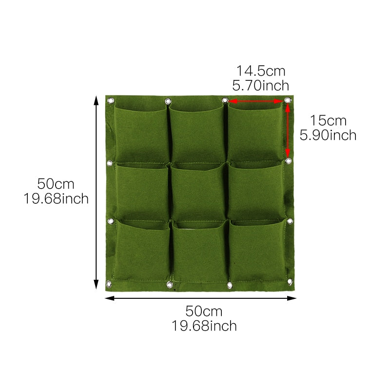 THEMEASHOP™ EXTÉRIEUR- Sacs de plantation muraux 4/9/18/49/72 poches, jardinière verte pour potager vertical, sac de culture pour légumes, fournitures pour la maison