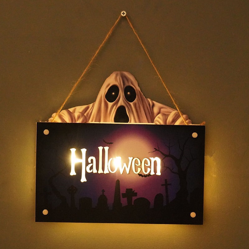 THEMEASHOP™-  New Halloween House Sign Listing Atmosphere Night Light Pumpkin Lantern Festival Wall Craft Decoration Pendant