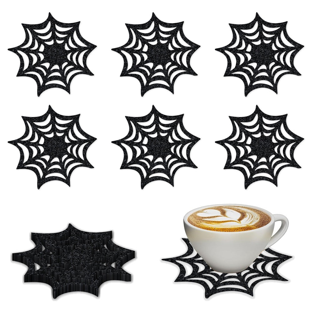 THEMEASHOP™- Halloween Party Decorative Coasters, Non-Woven Spiderweb Coasters, Halloween Table Decor