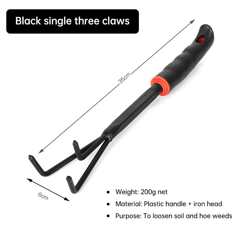 Outils de jardin, manche en plastique noir, vaporisateur, houe à deux têtes, râteau à cinq dents, pelle, pelle à fleurs d'extérieur
