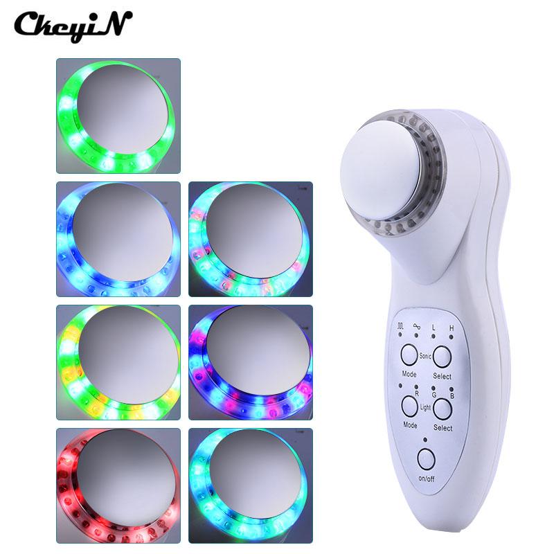 VIRTUAL INSTITUT™ -Appareil portable anti-âge à lumière LED 7 couleurs pour un rajeunissement photonique en profondeur, soin du visage par ultrasons et massage facial