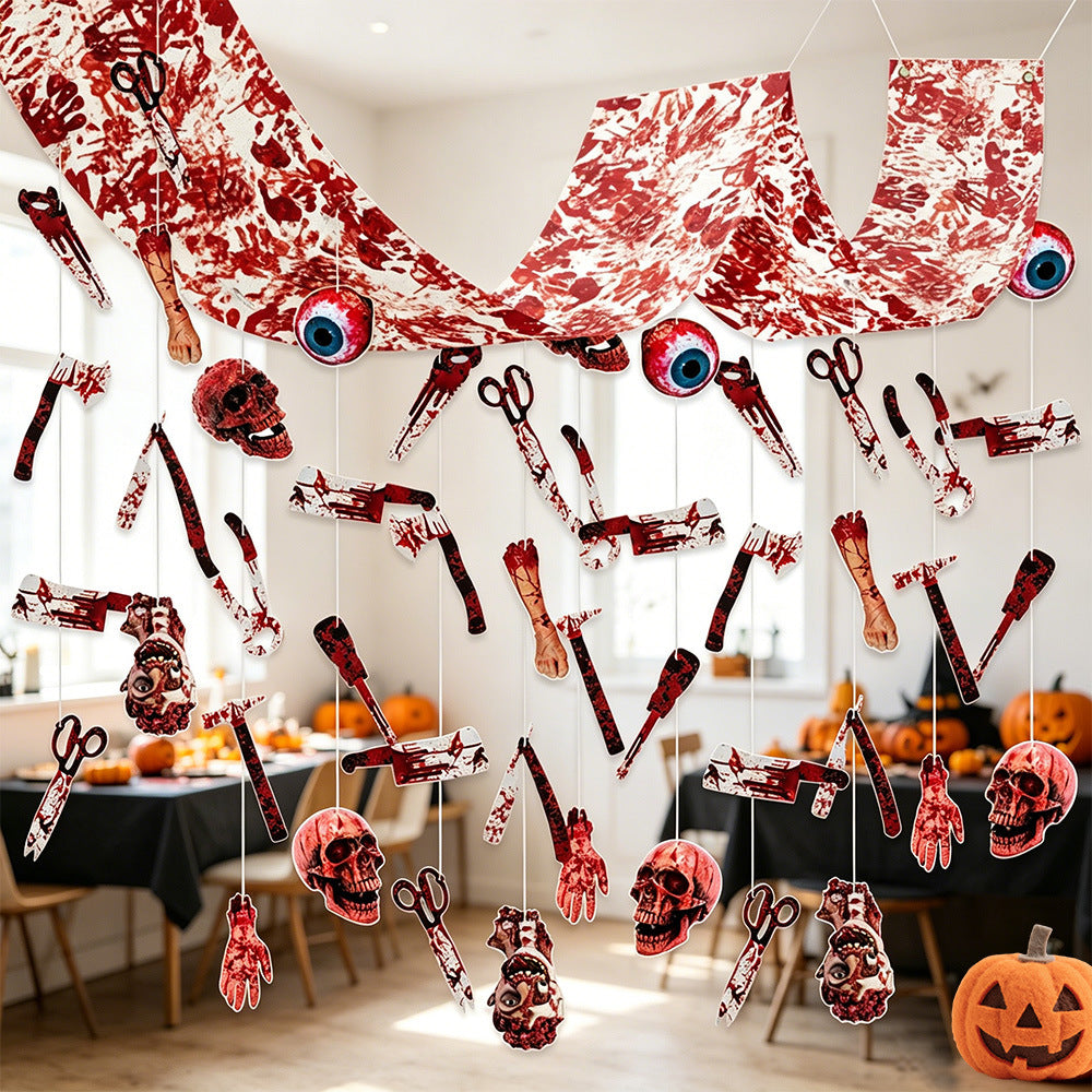 THEMEASHOP™ - Kit déco maison effet ensanglanté Halloween