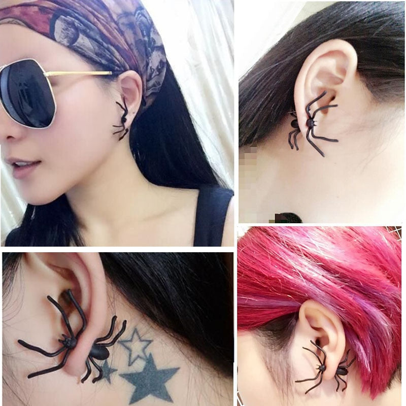 THEMEASHOP™-  Halloween Decoration 1Piece 3D Creepy Black Spider Ear Stud Earrings for Haloween Party DIY Decoration Home Decor