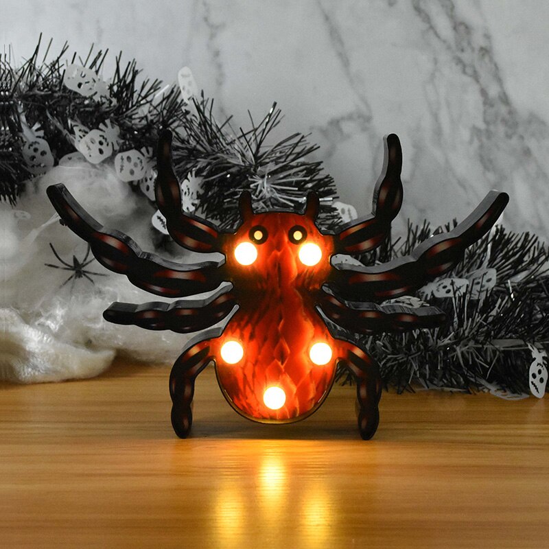 THEMEASHOP™- Halloween LED Lights Horror Pumpkin Ghost Bat Spider Night Lights Ornament Halloween Party Props Home Bar Table Lamp Decorations