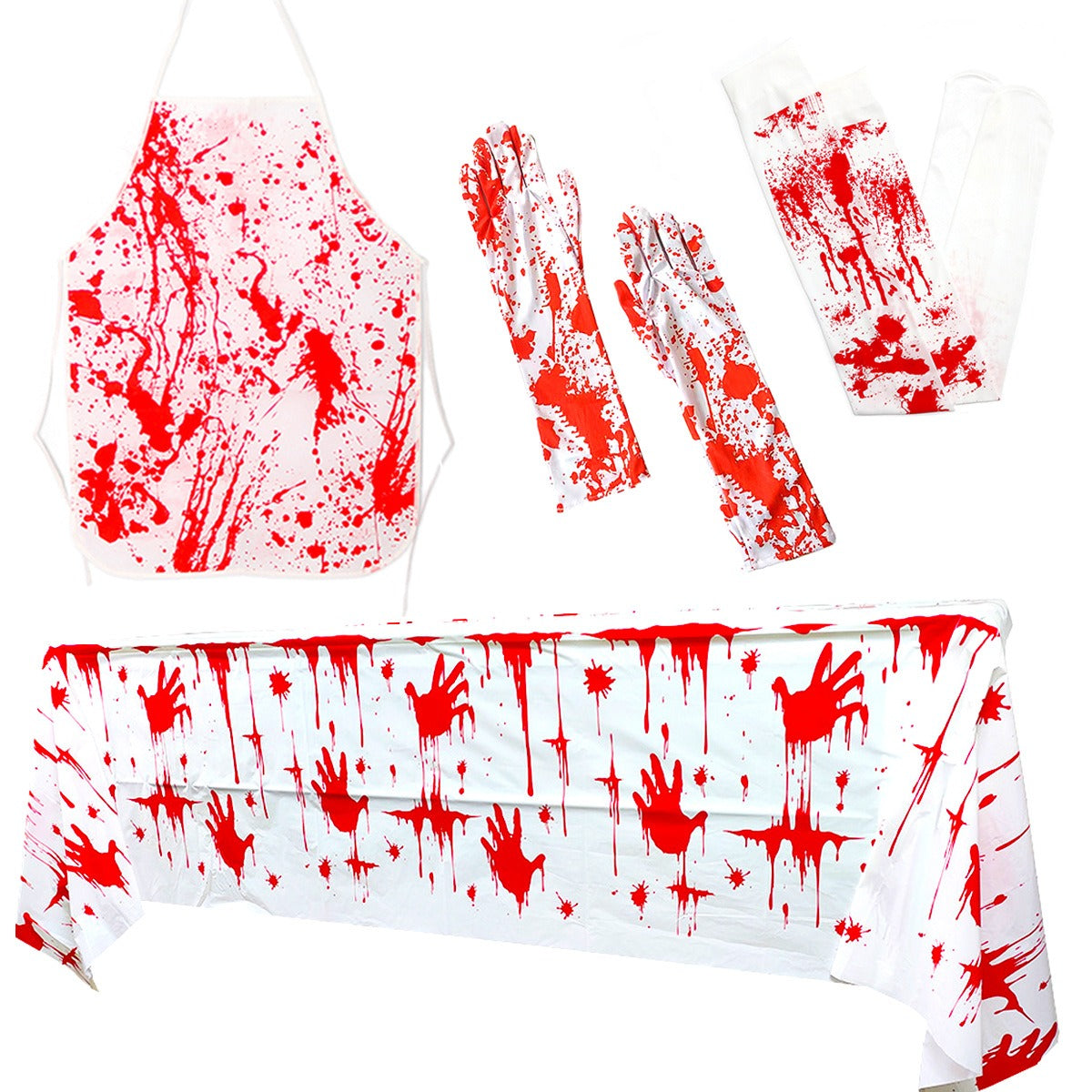 THEMEASHOP™-  Horror blood handprint masquerade costume props Halloween blood gloves blood socks blood drink apron set